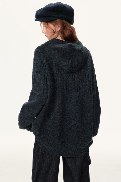 Solid Color Horn Button Pullover Top