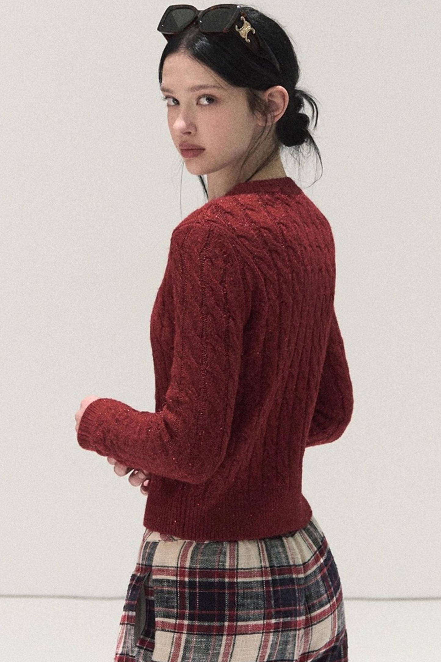 Pure Cotton Plaid Wide-Leg Pants