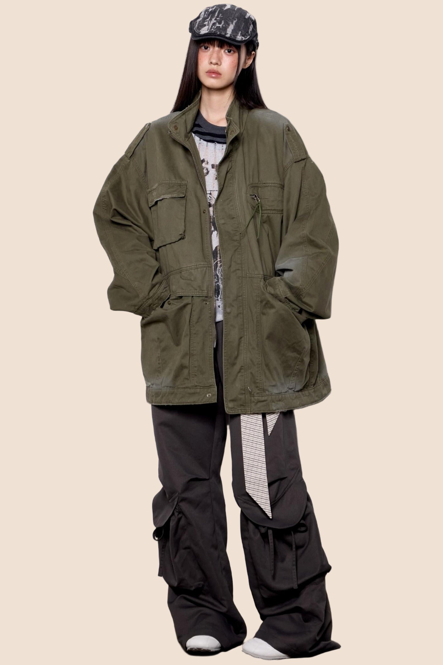 American Vintage Distressed Cargo Jacket