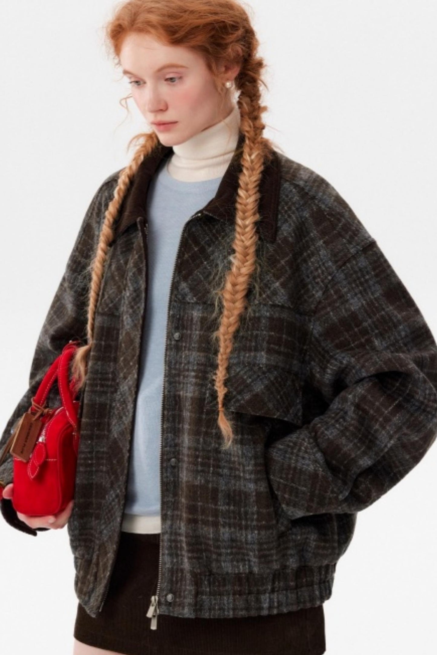 Plaid Woolen Barn Coat