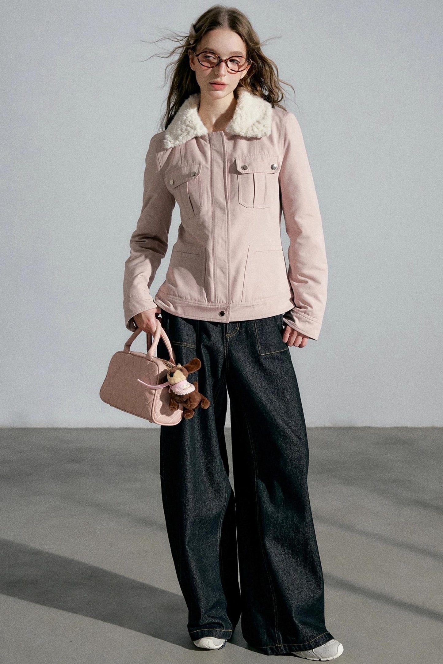 Lapel Pink Cotton Jacket
