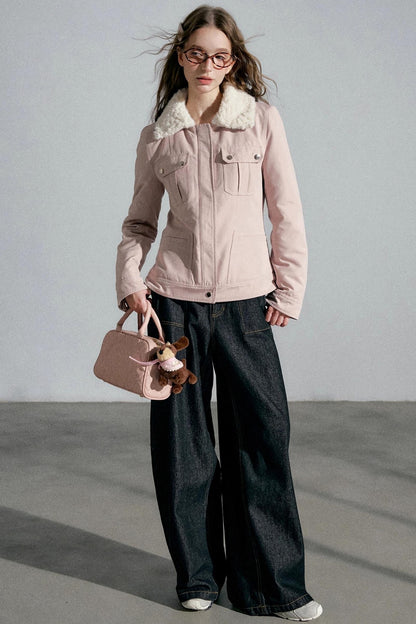 Lapel Pink Cotton Jacket