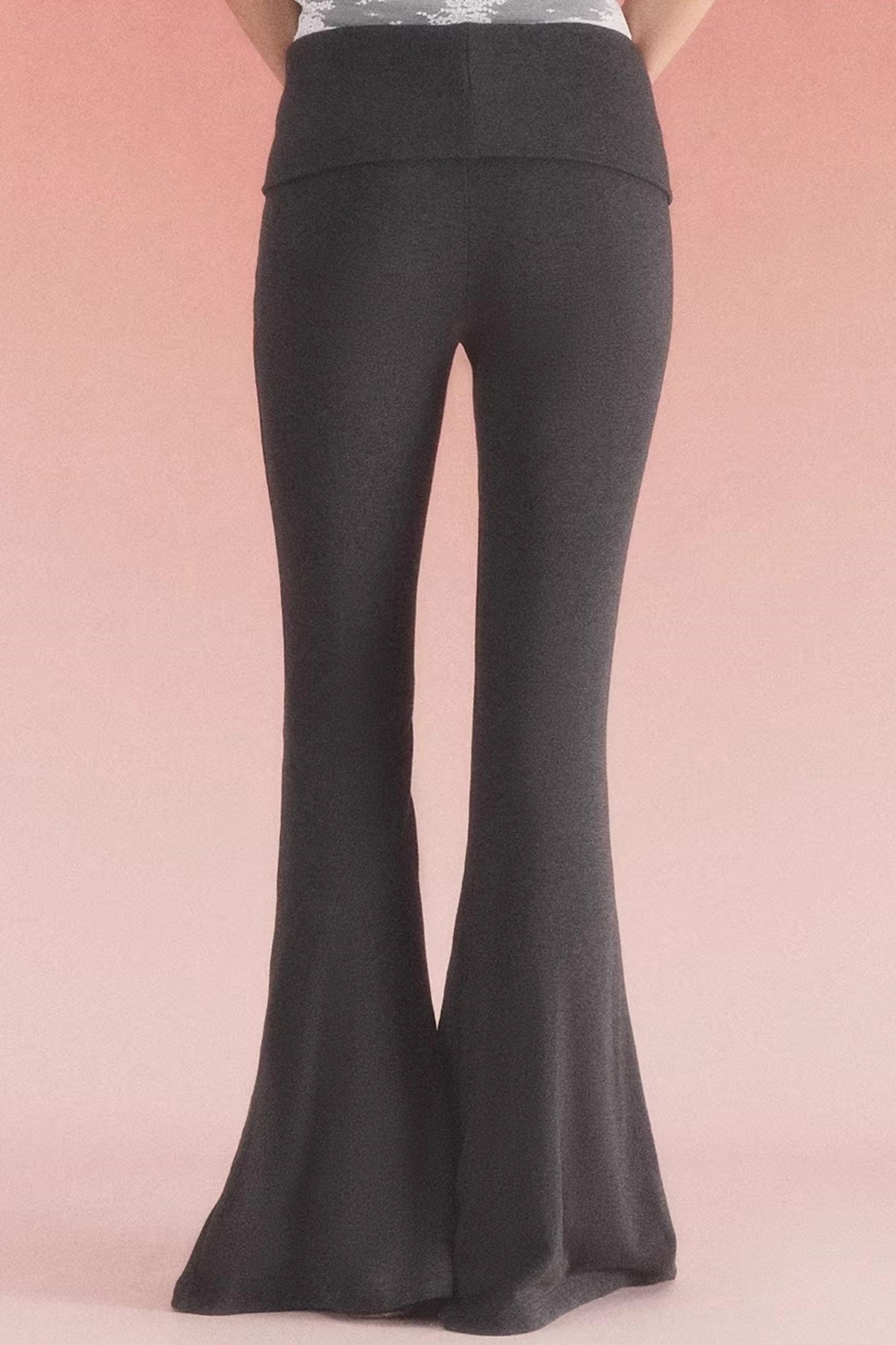 Pantalones de punto con cinturilla doblada