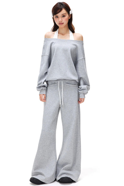 Halter Neck Pullover Sweater Set-Up