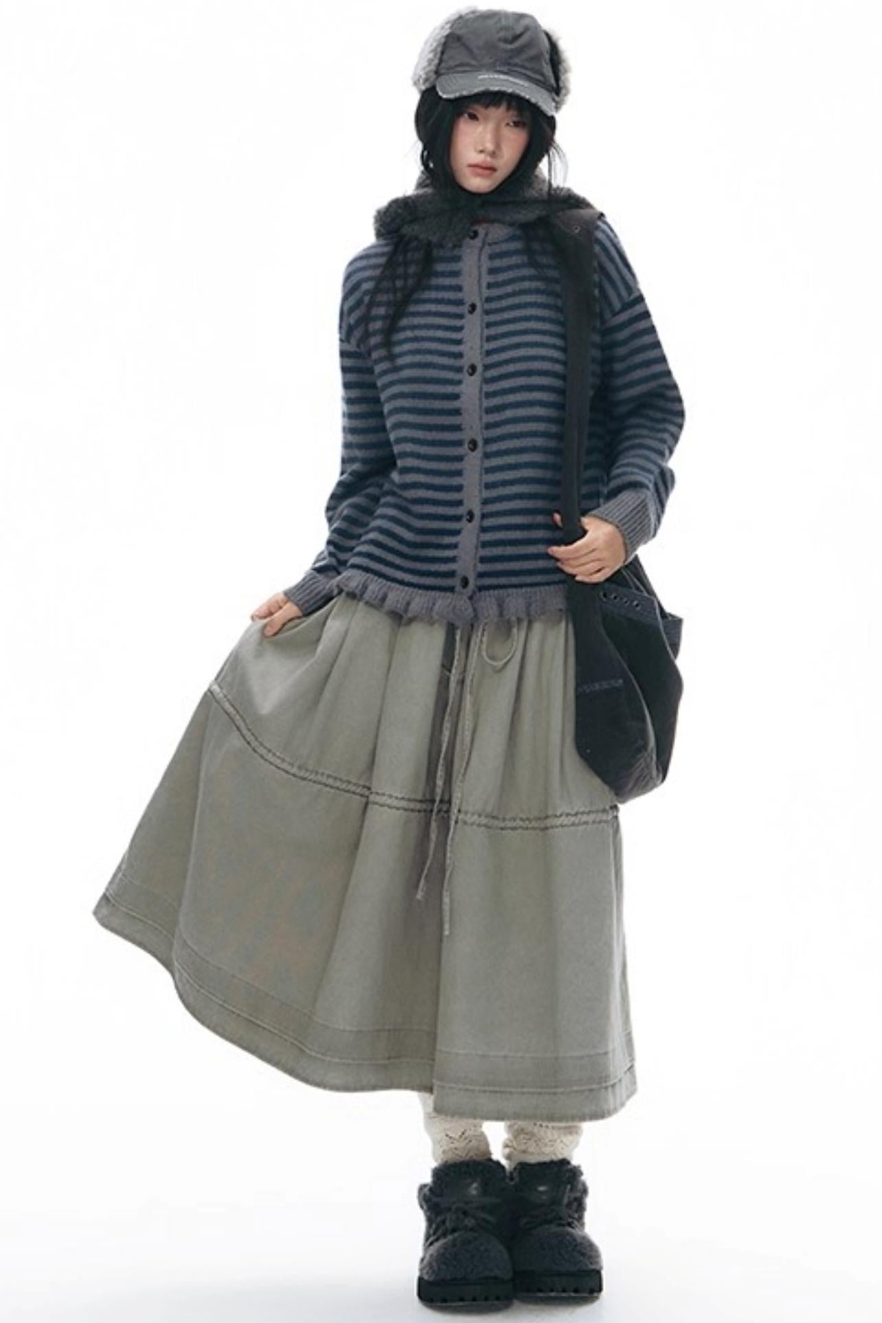 Elastic Cotton Dimensional Skirt