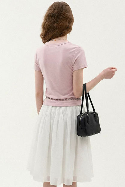 T-shirt rosa a girocollo