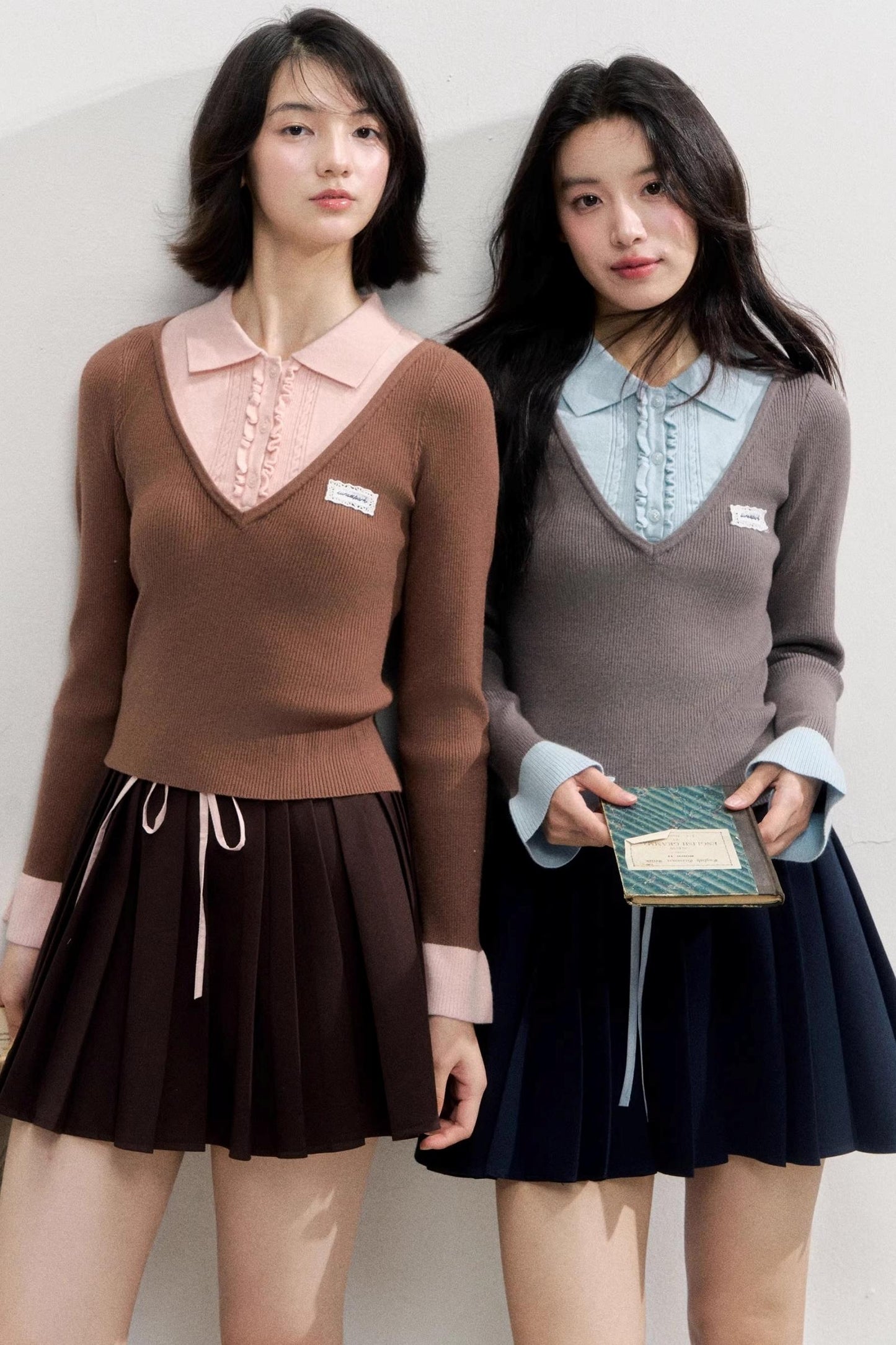 Spliced Collegiate Pleated Skirt