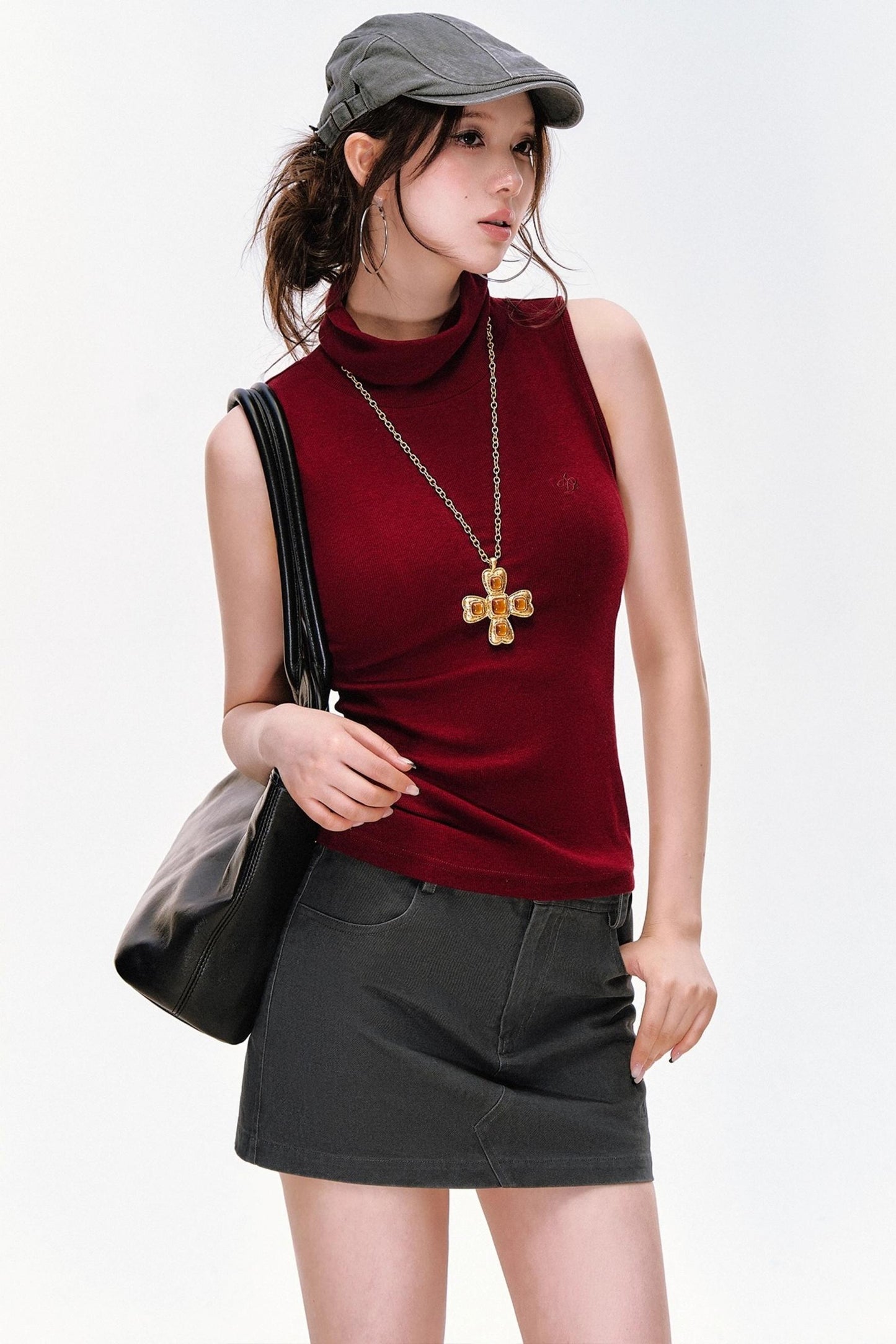 Turtleneck Knitted Sleeveless Top