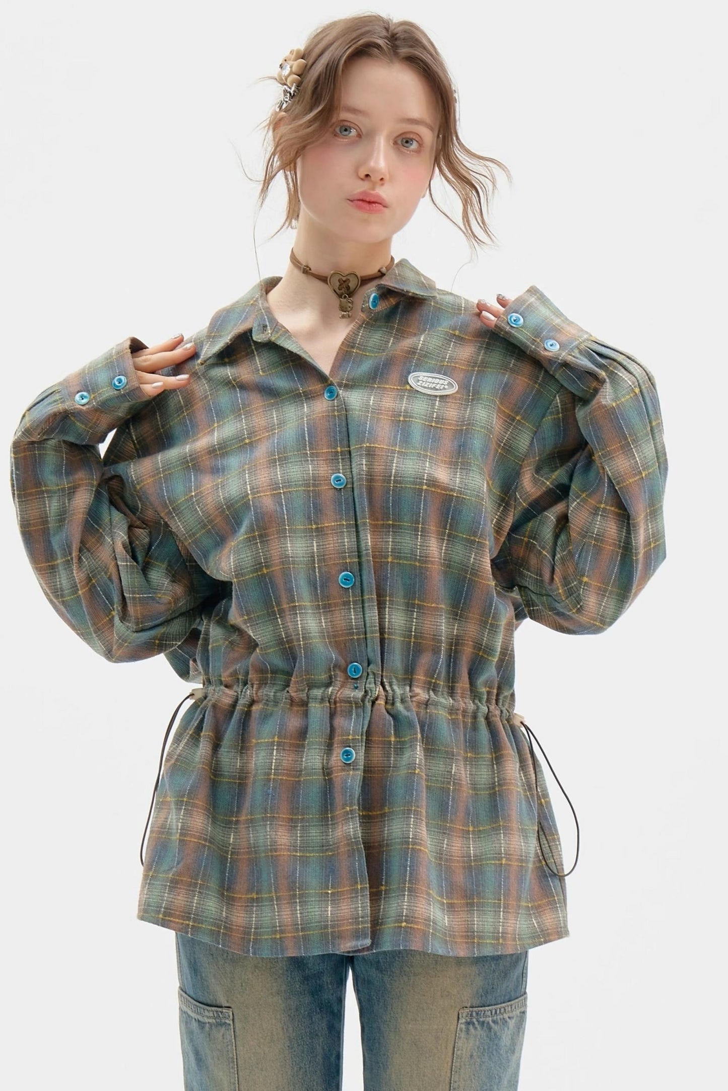 Retro Thin Green Plaid Shirt