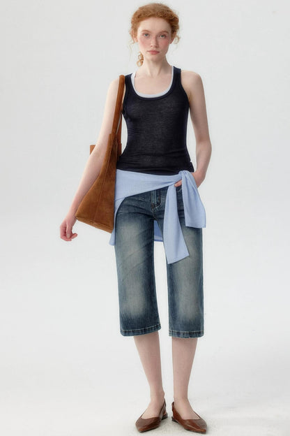 Short in denim lavato retrò