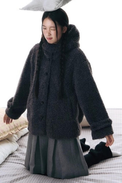 Cozy Hooded Lamb Wool Jacket