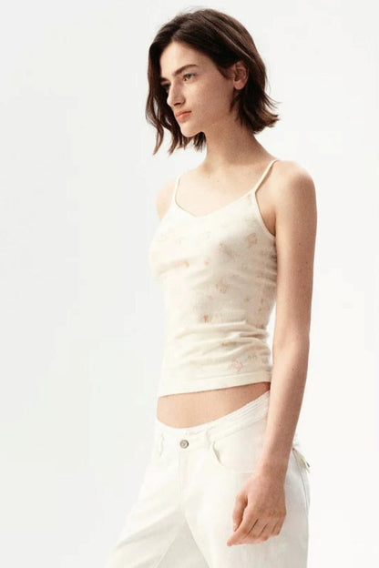 Gilet in maglia con stampa rétro francese