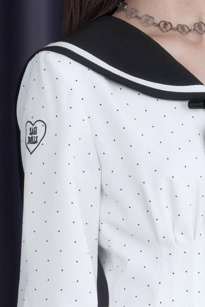 Polka Dot Sailor Neck Dress