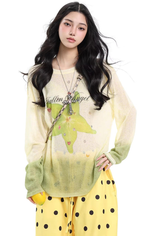 Dopamine Star Print Knitted T-Shirt