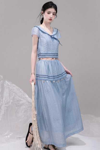 Misty Blue Halter Set