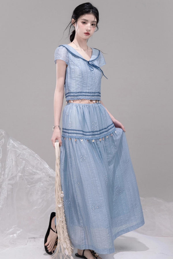 Misty Blue Halter Set