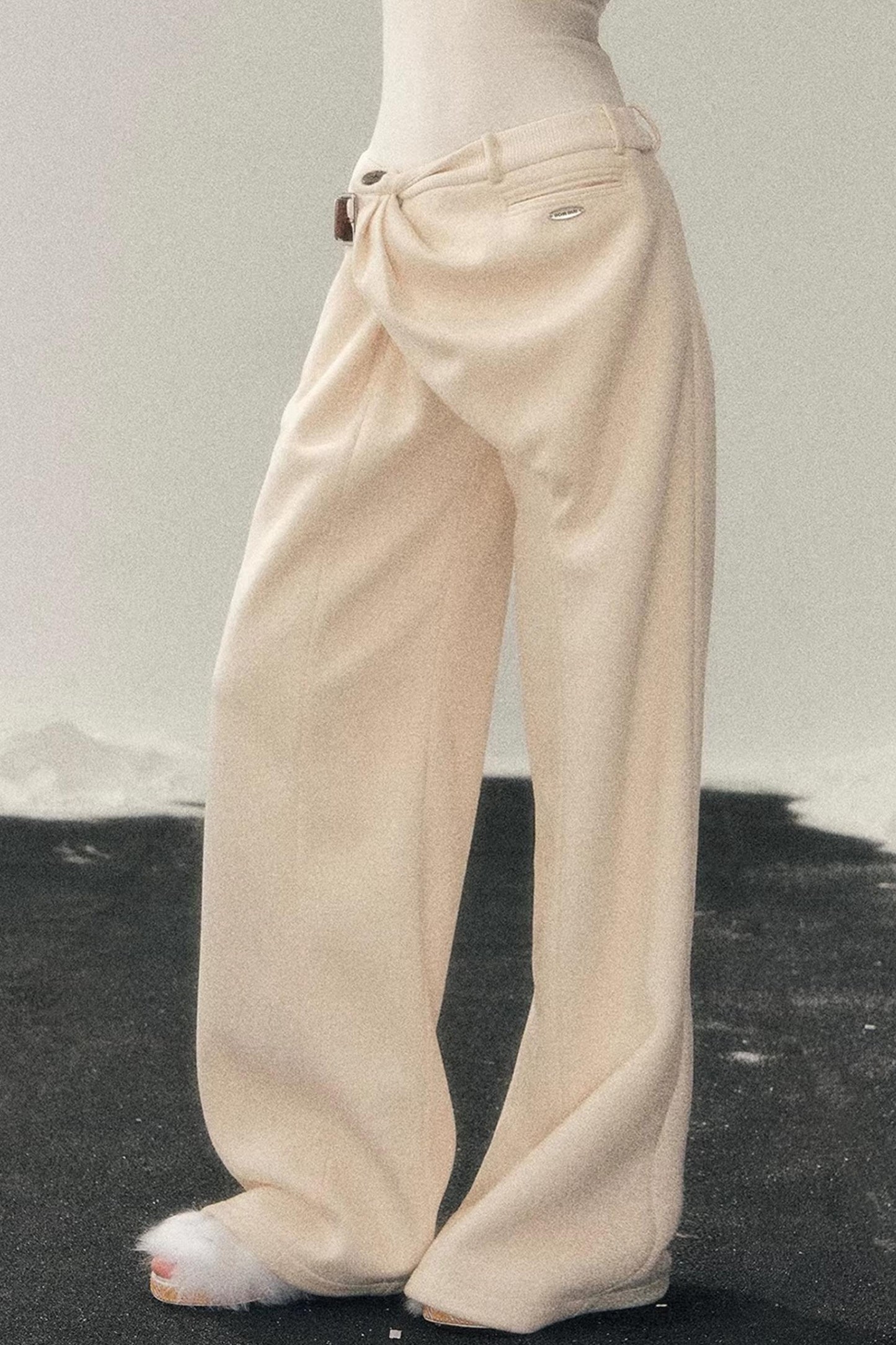 Fleece-Lined Wide-Leg Pants