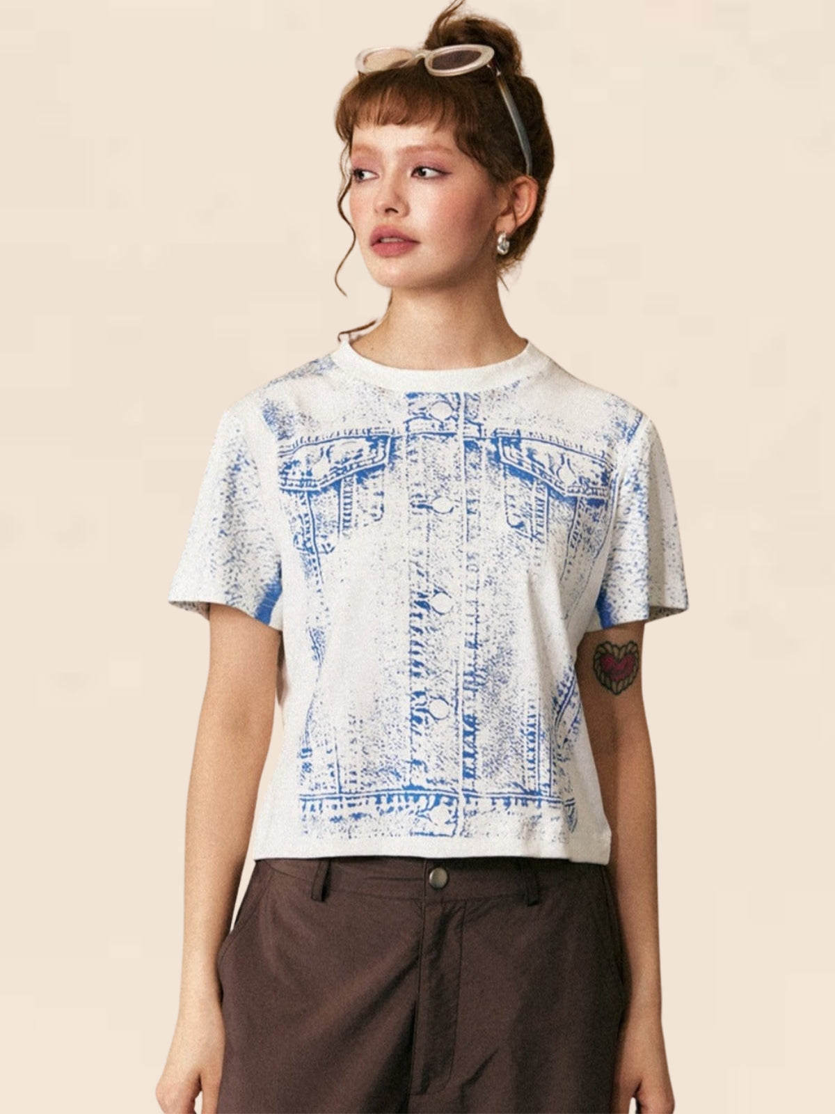 Amerikanisches Retro-Cropped-T-Shirt