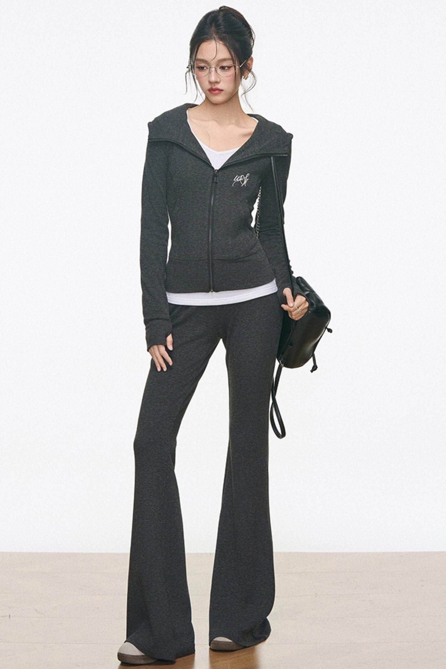 Slimming Knitted Hooded Cardigan Set-Up