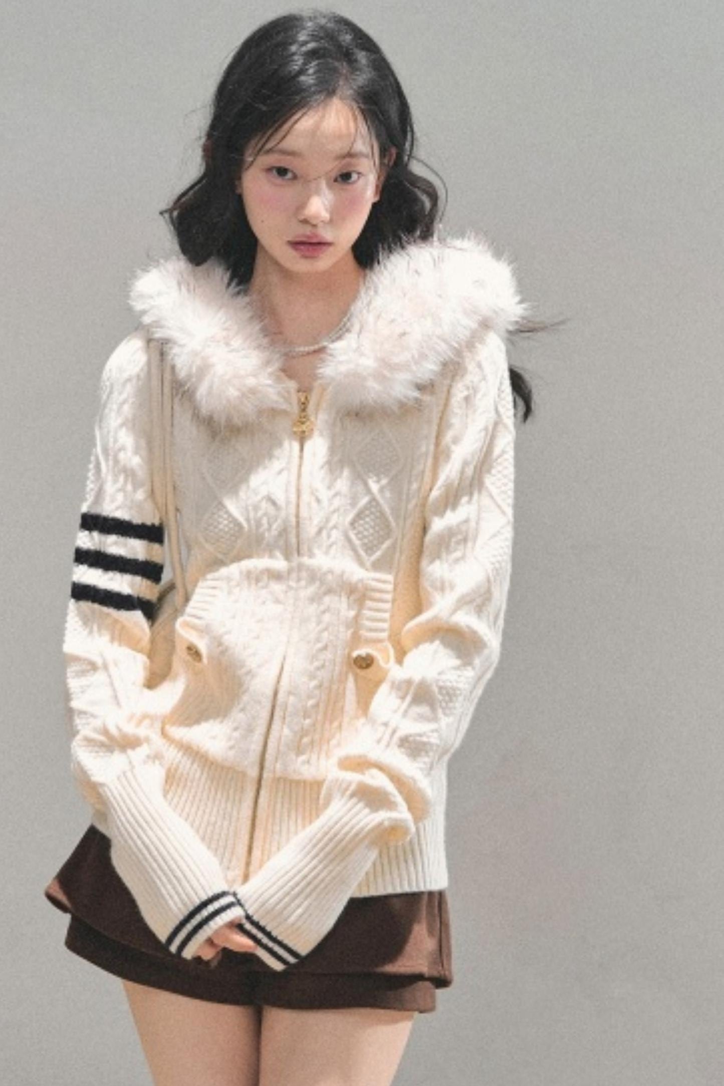 Winter Hooded Knit Sweater