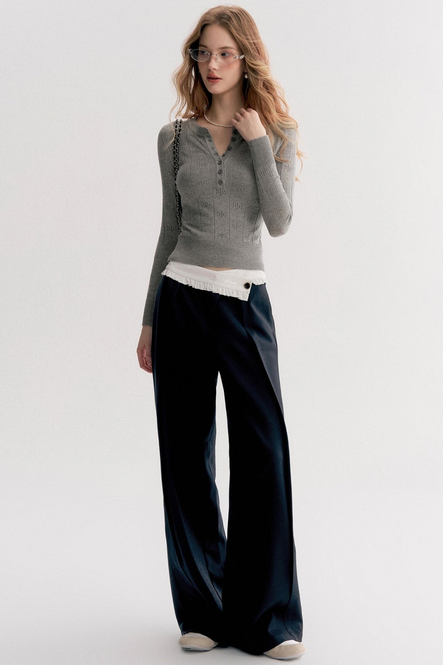 Tencel Wool Blend Straight-Leg Slacks
