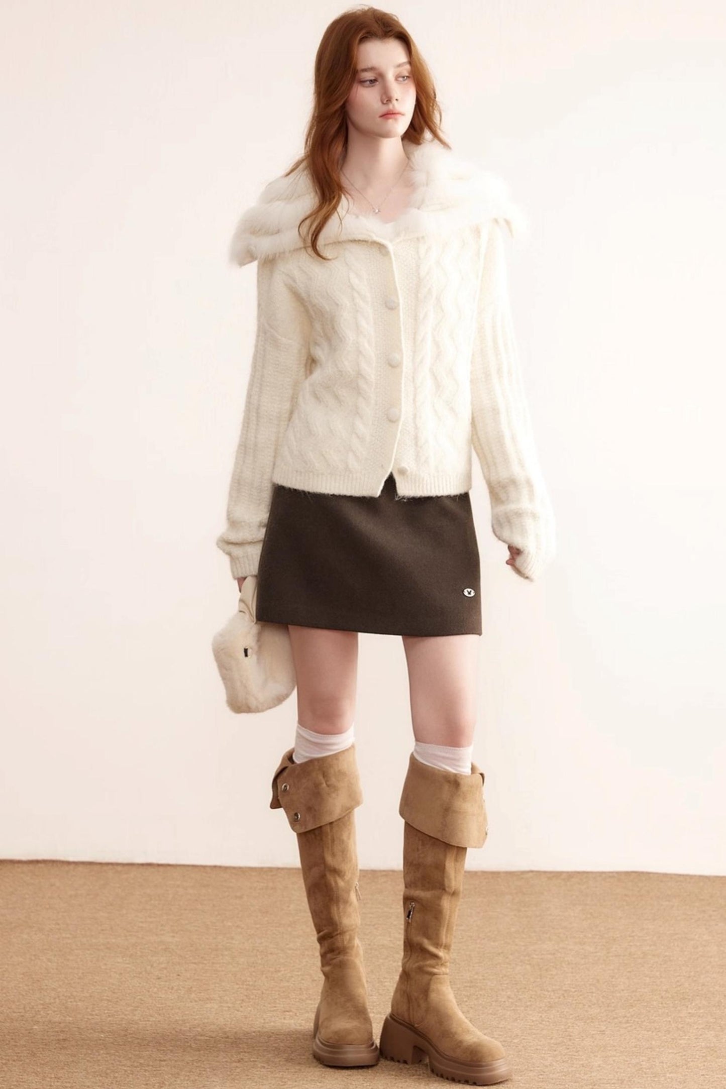 Gray Wool A-Line Skirt