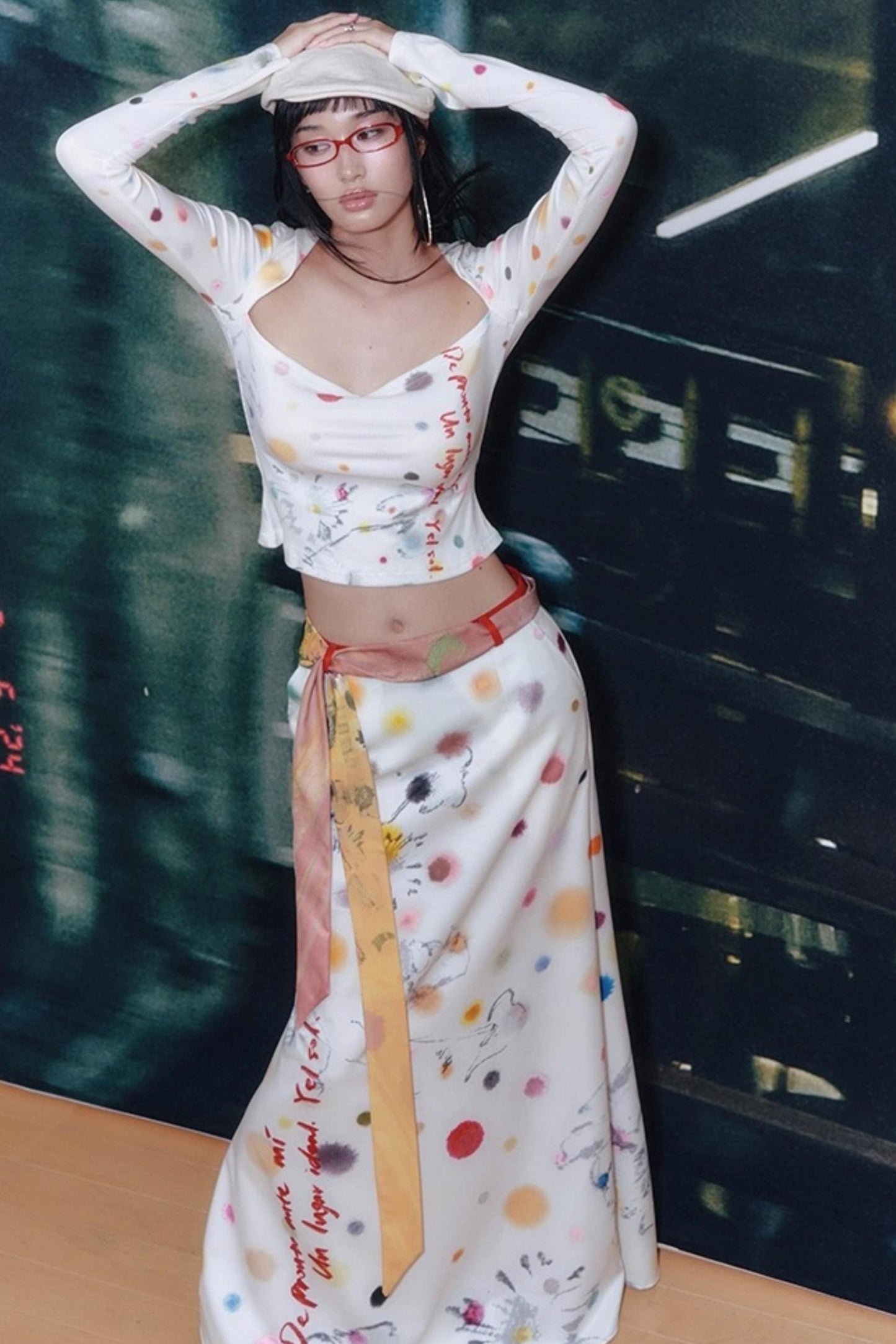 White Polka Dot A-line Skirt