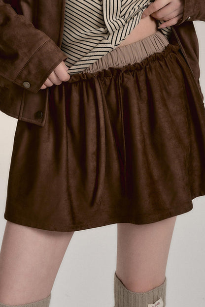 Padded Velvet Cowhide Short Skirt