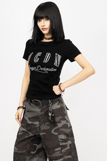 American Retro Summer Black T-Shirt