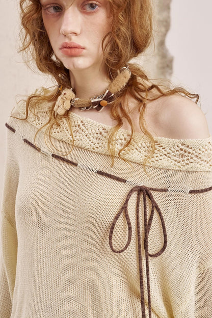 Autumn Shoulder Cut Knit Sweater