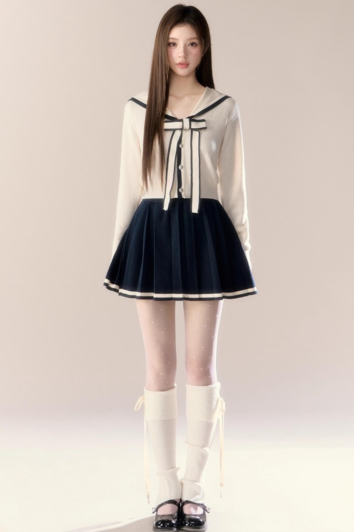 Navy Knitted Suit Set-Up