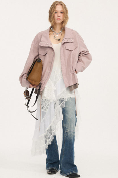 Stand Collar Patchwork Jacket