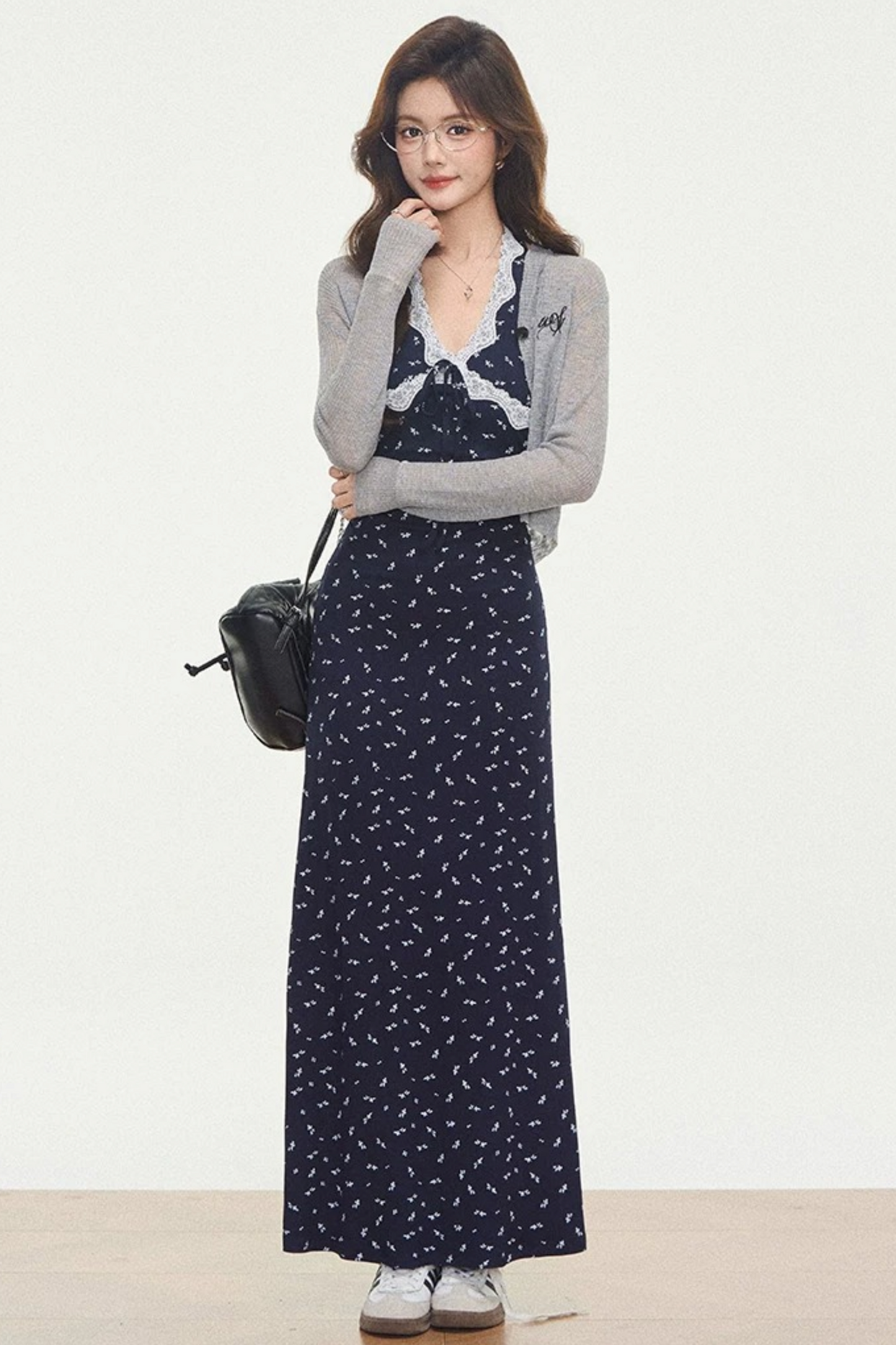 Lace Knit Dress Cardigan Set-Up