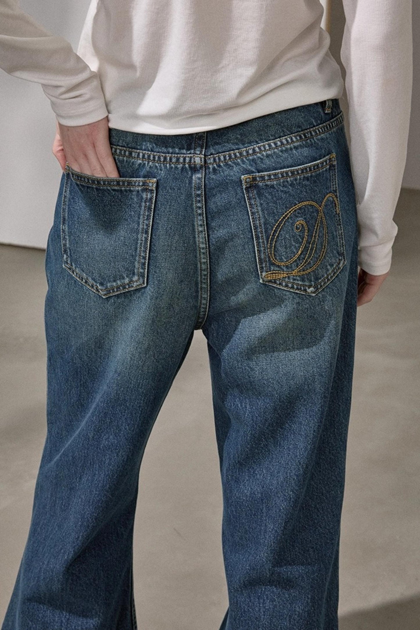 Embroidered Flared Denim Pants