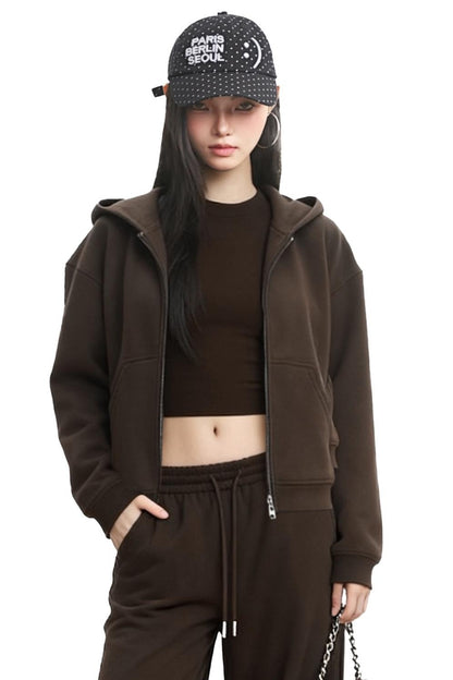 Black Hooded Sweatshirt Jacket Set-Up