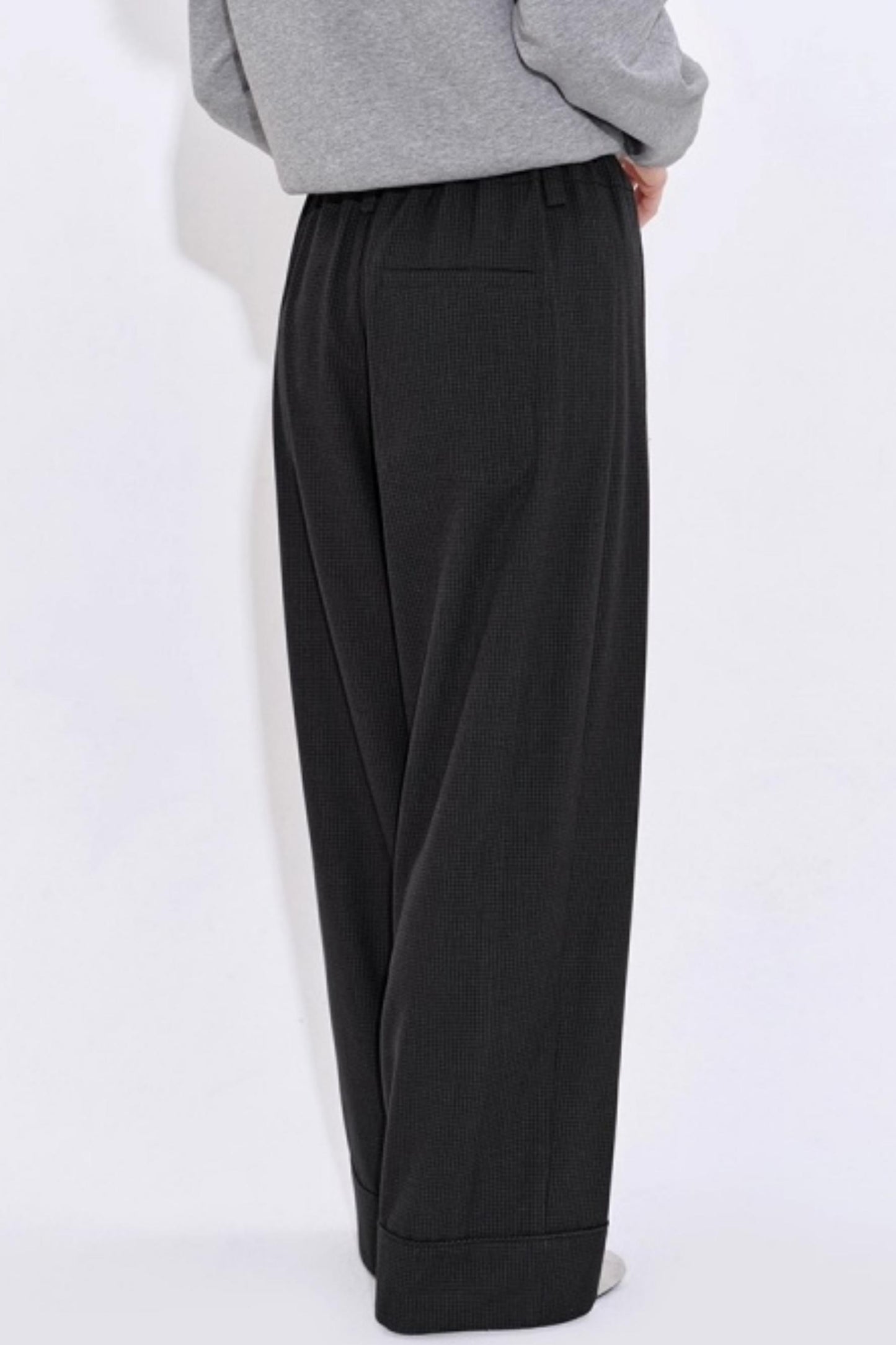 Minimalist Drawstring Waist Plaid Pants