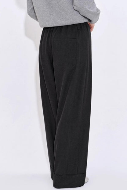 Minimalist Drawstring Waist Plaid Pants