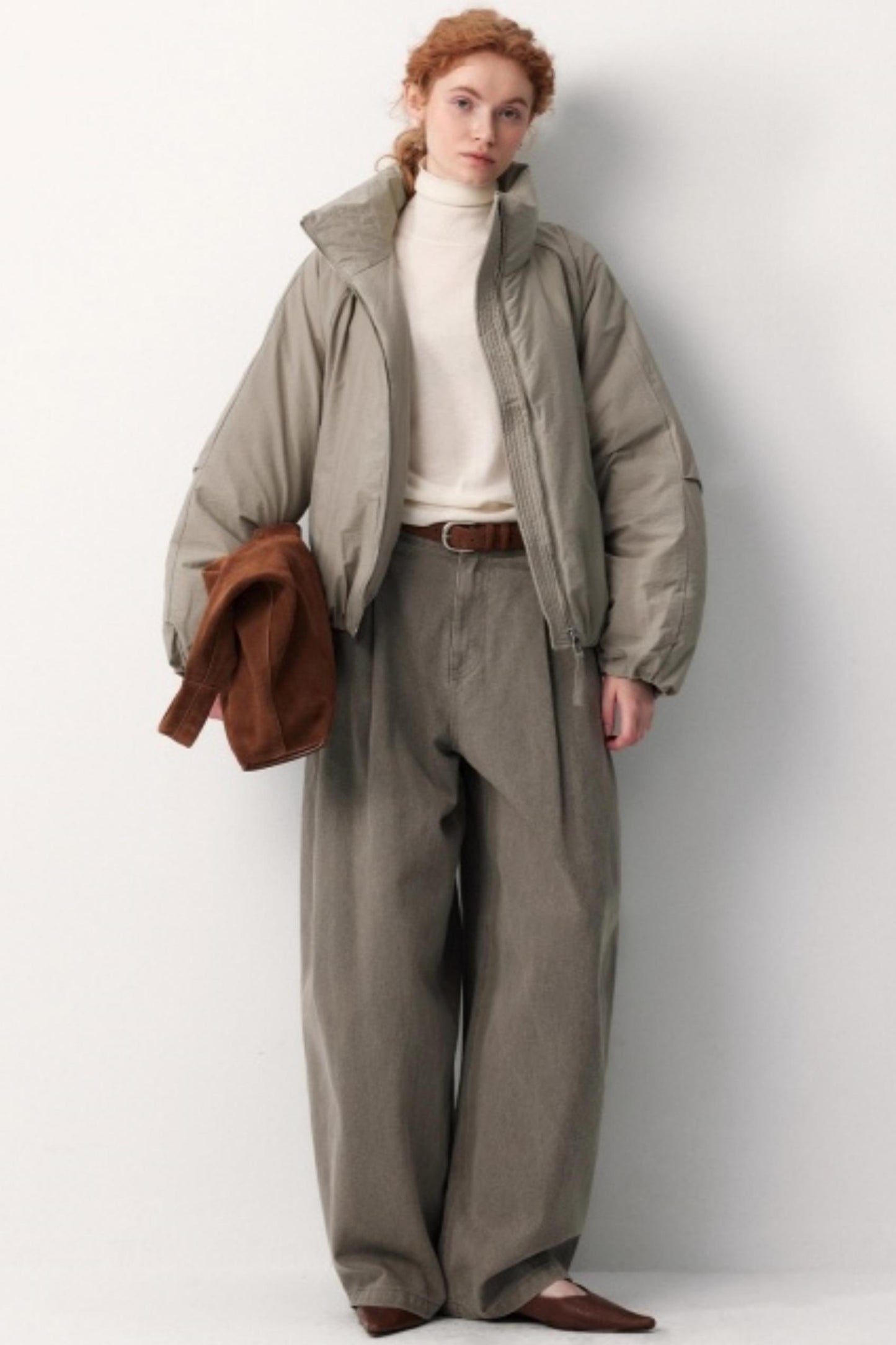 Floral Pleated Down Jacket