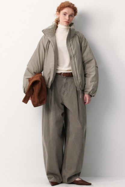 Floral Pleated Down Jacket