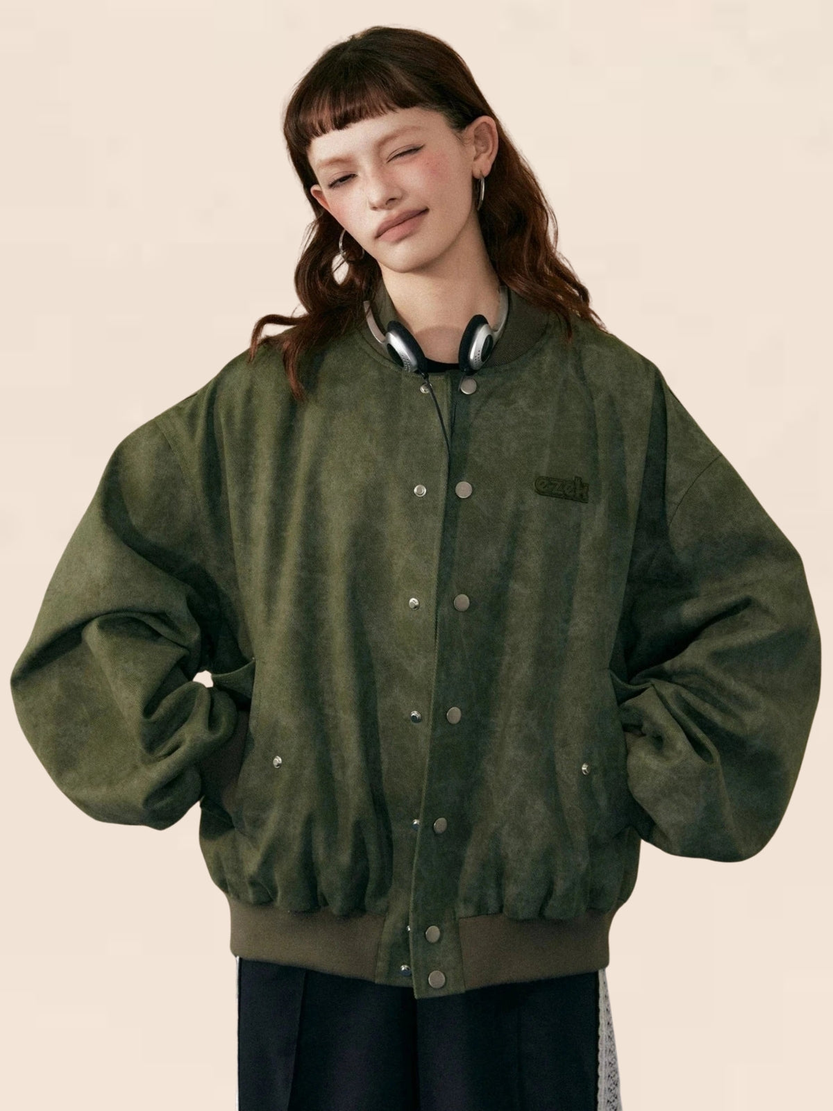 Regular Piece Long Sleeves Green Jacket