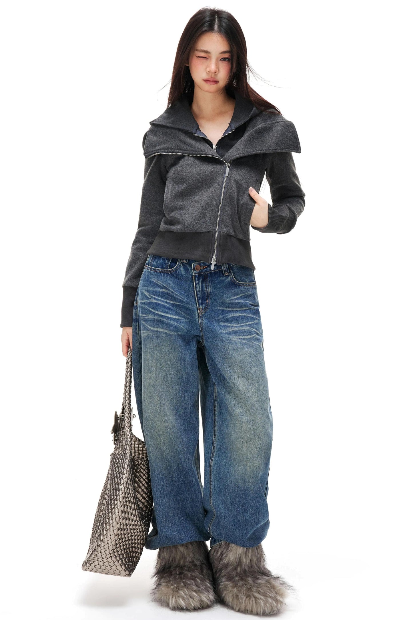 Vintage Distressed Whiskered Jeans