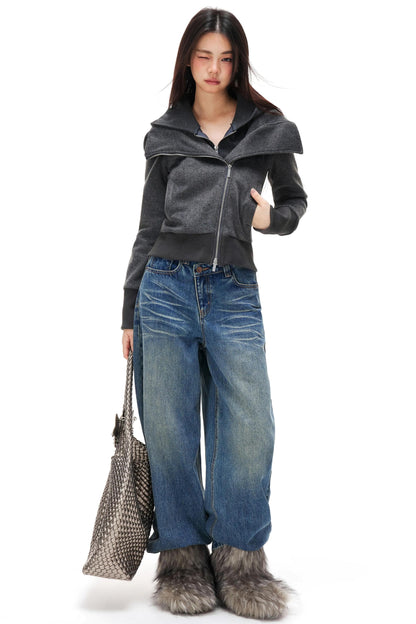 Vintage Distressed Whiskered Jeans