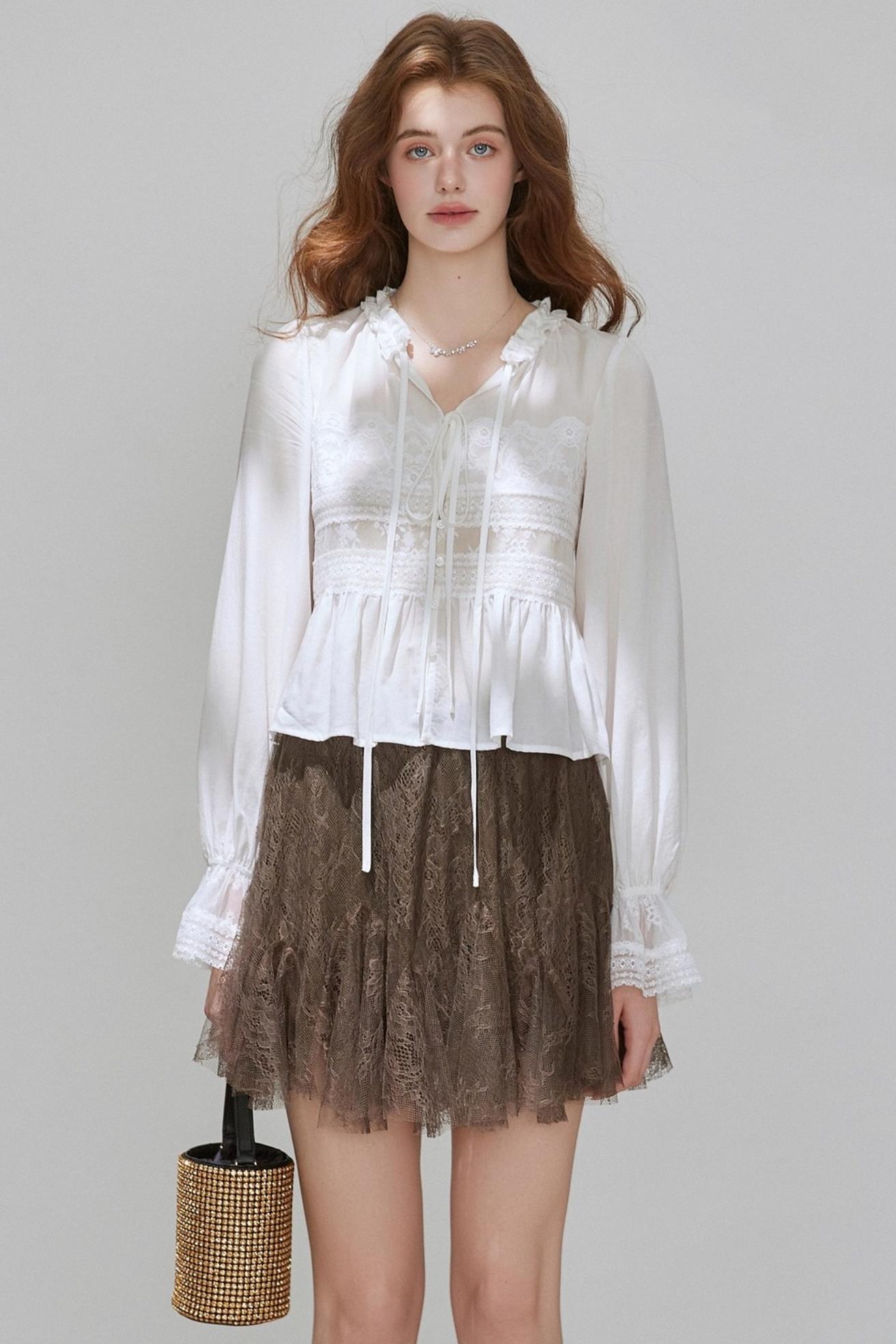 Autumn V-Neck Tencel Shirt