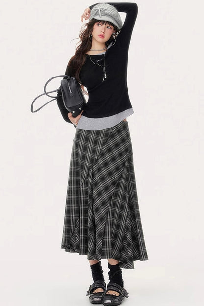 Slimming Fashion Plaid Skirt