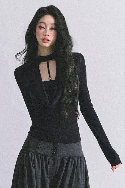 Pure Desire Long-Sleeved Black Top