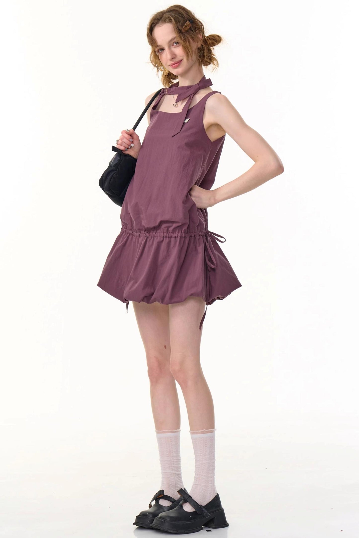 Retro Floral Purple Camisole Dress