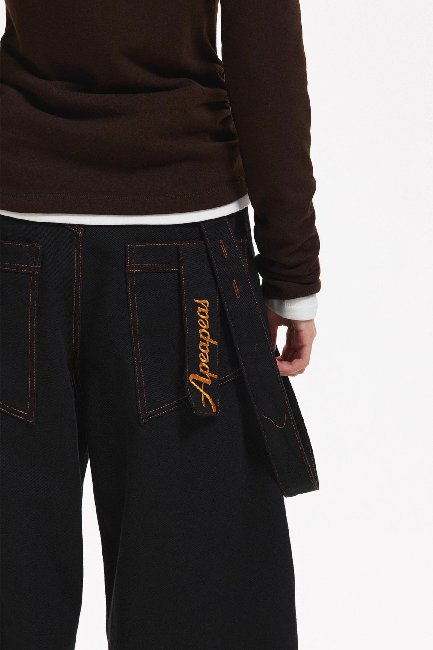 Retro Contrast Suspender Pants