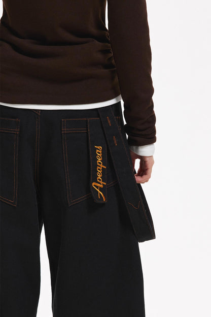 Retro Contrast Suspender Pants