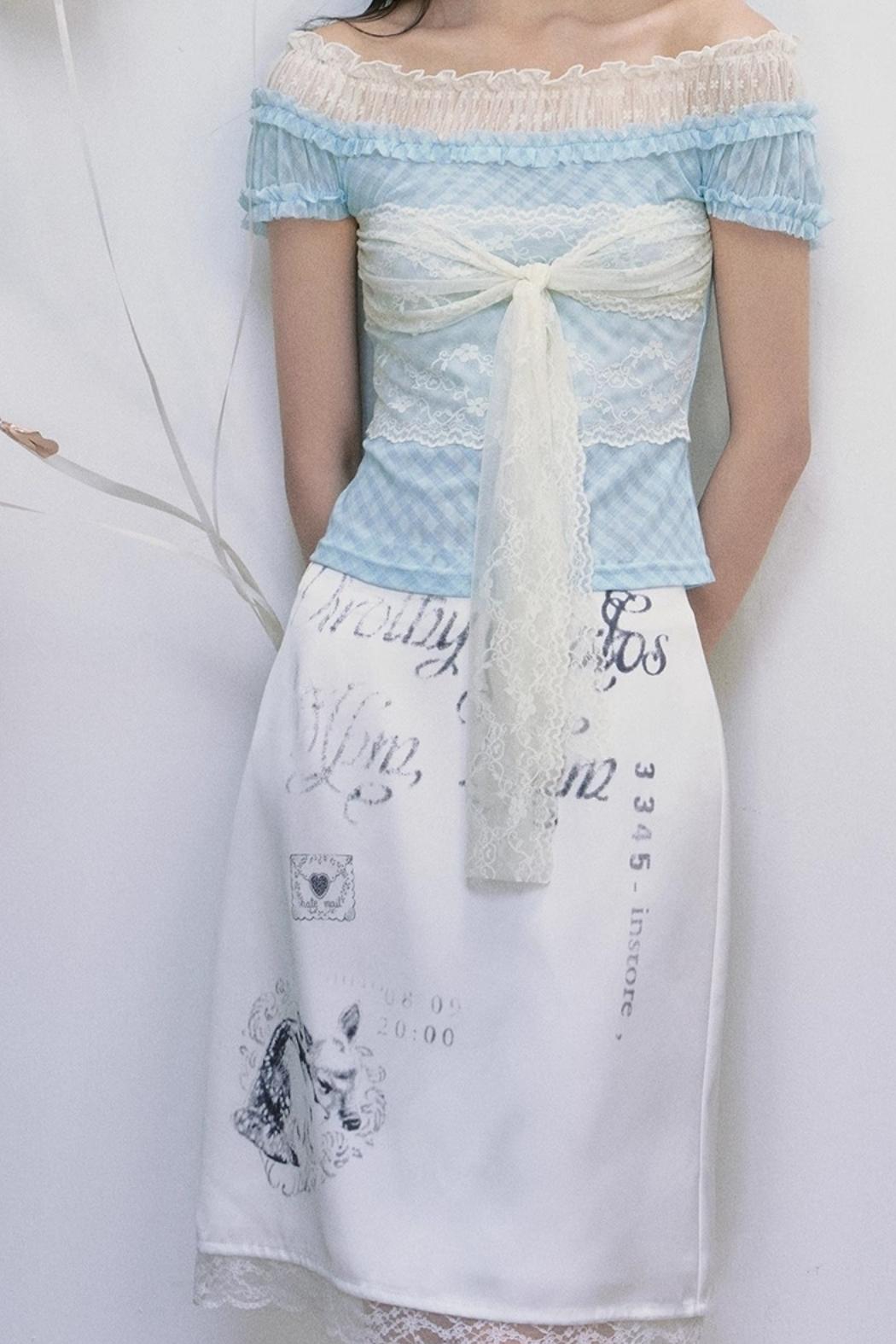 Strap Detail Off-Shoulder Lace Blouse