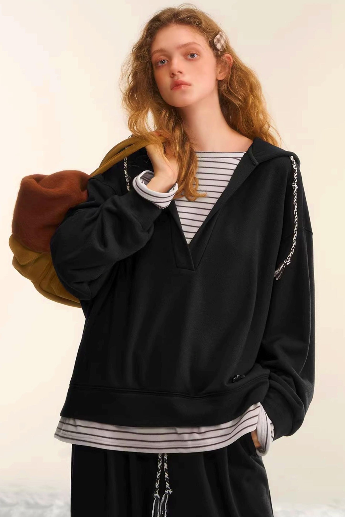 Retro Striped Patchwork Sweatshirt Set-Up